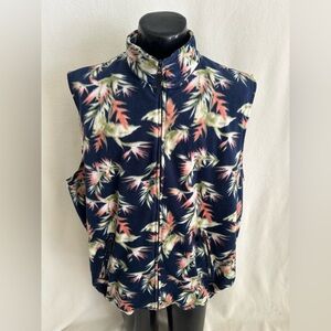 King Size Fleece Vest Men’s 2XL BIG Full Zip Floral Fleece Vest With Zip Pockets